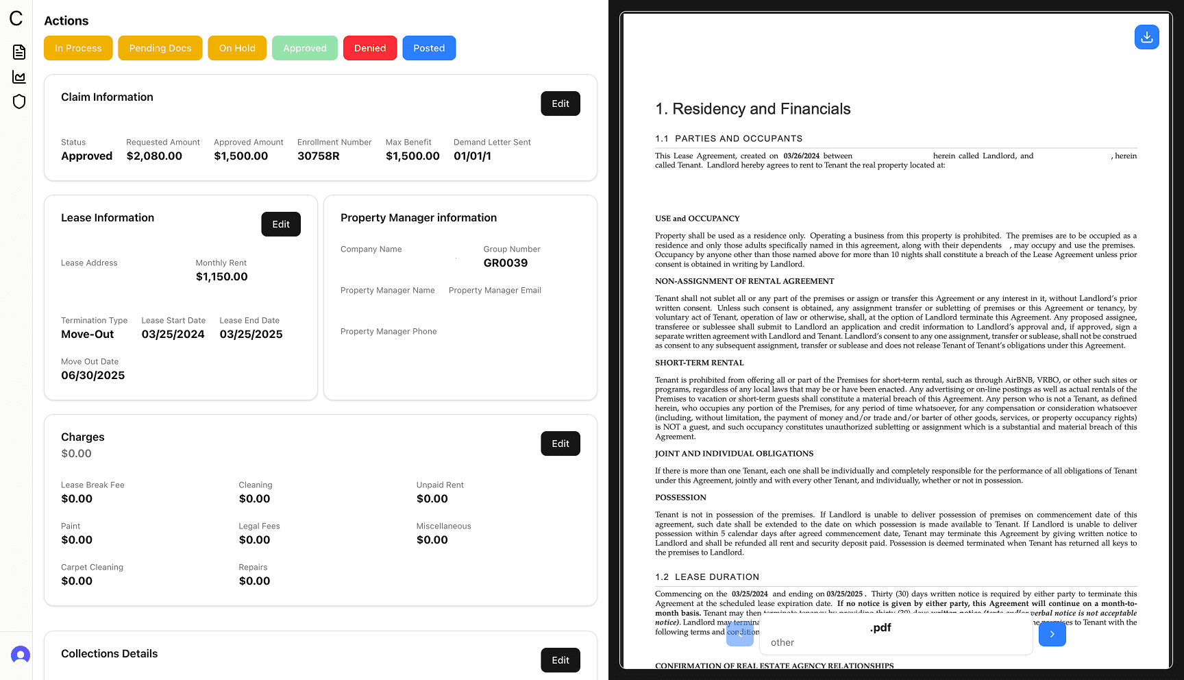 Adjuster mobile app interface